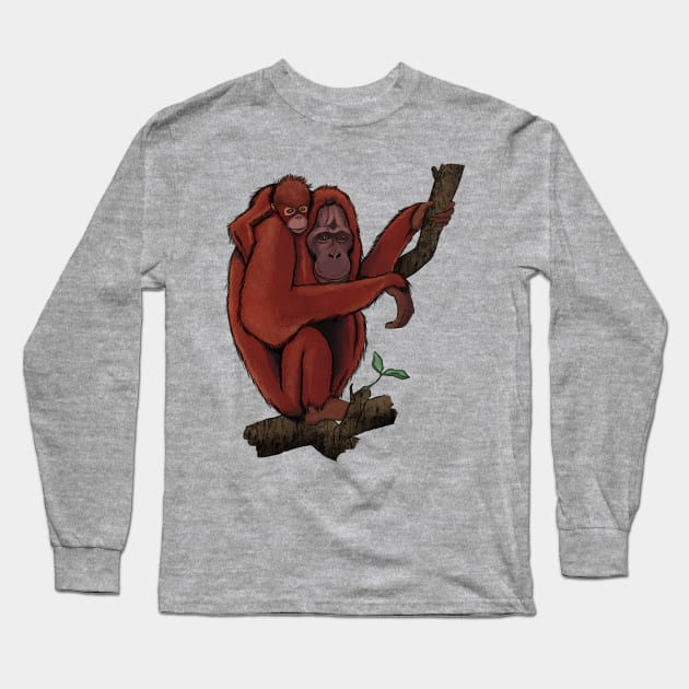 Orangutan Long Sleeve T-Shirt by randomxawesome